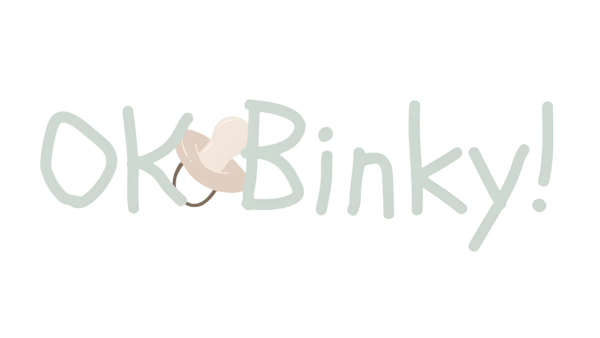 Logo of OK Binky with a pacifier icon on a white background
